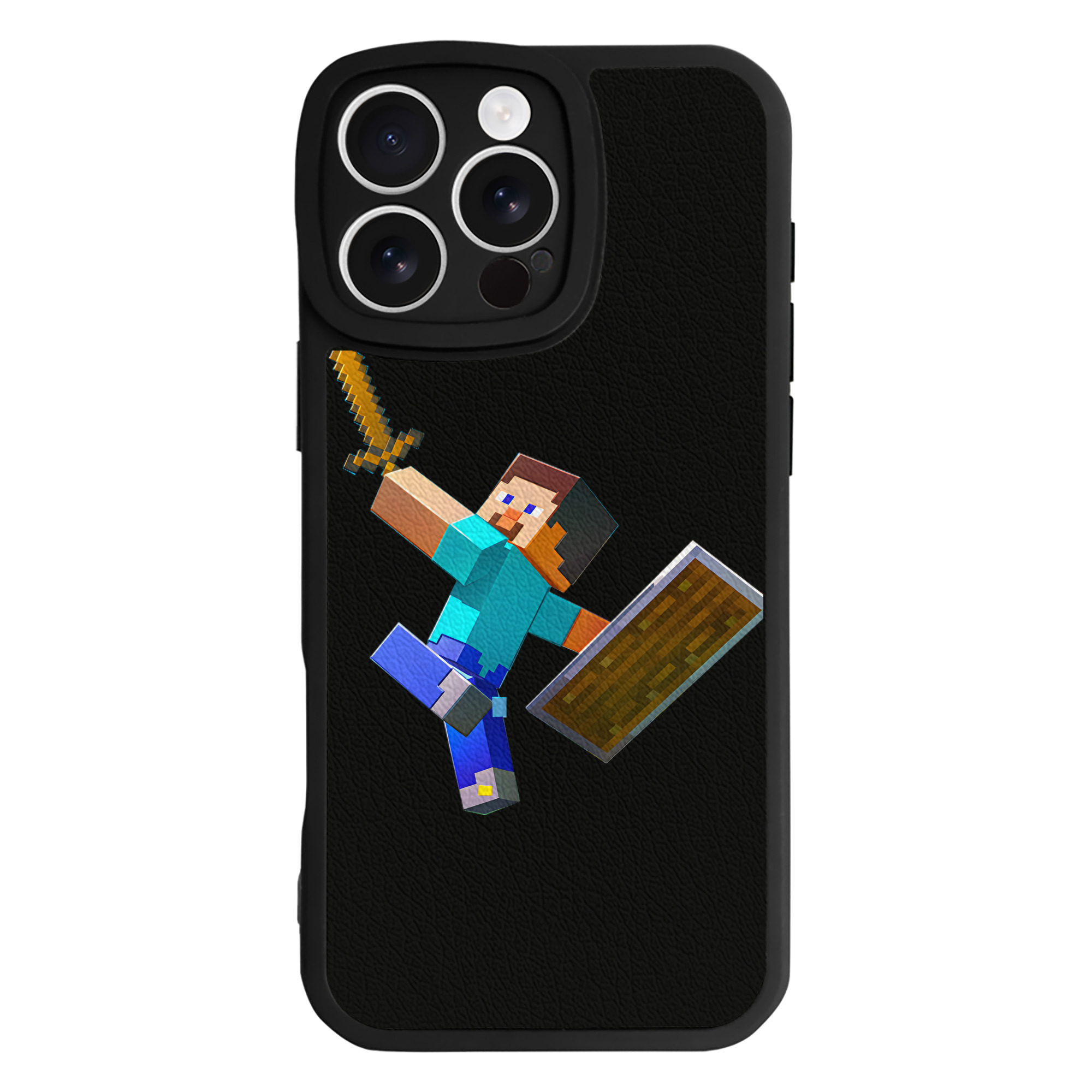（画像用） マインクラフト ブロックの世界 Minecraft MC Block world 【iPhone 16シリーズ対応】シリコンスマホケース（レザー調） 材質：シリコン